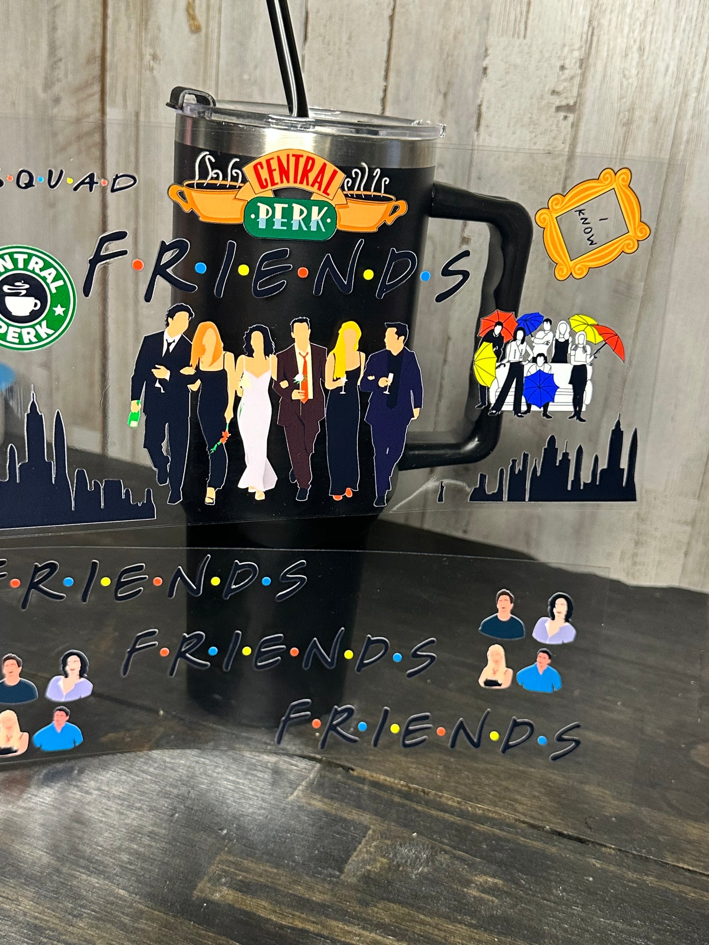 40 0z UV DTF Cup Wraps Top and Bottom- FRIENDS CENTRAL PARK