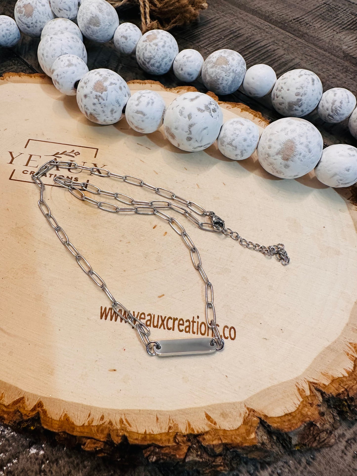 PERSONALIZED REGULAR OVAL BAR PAPERCLIP NECKLACE