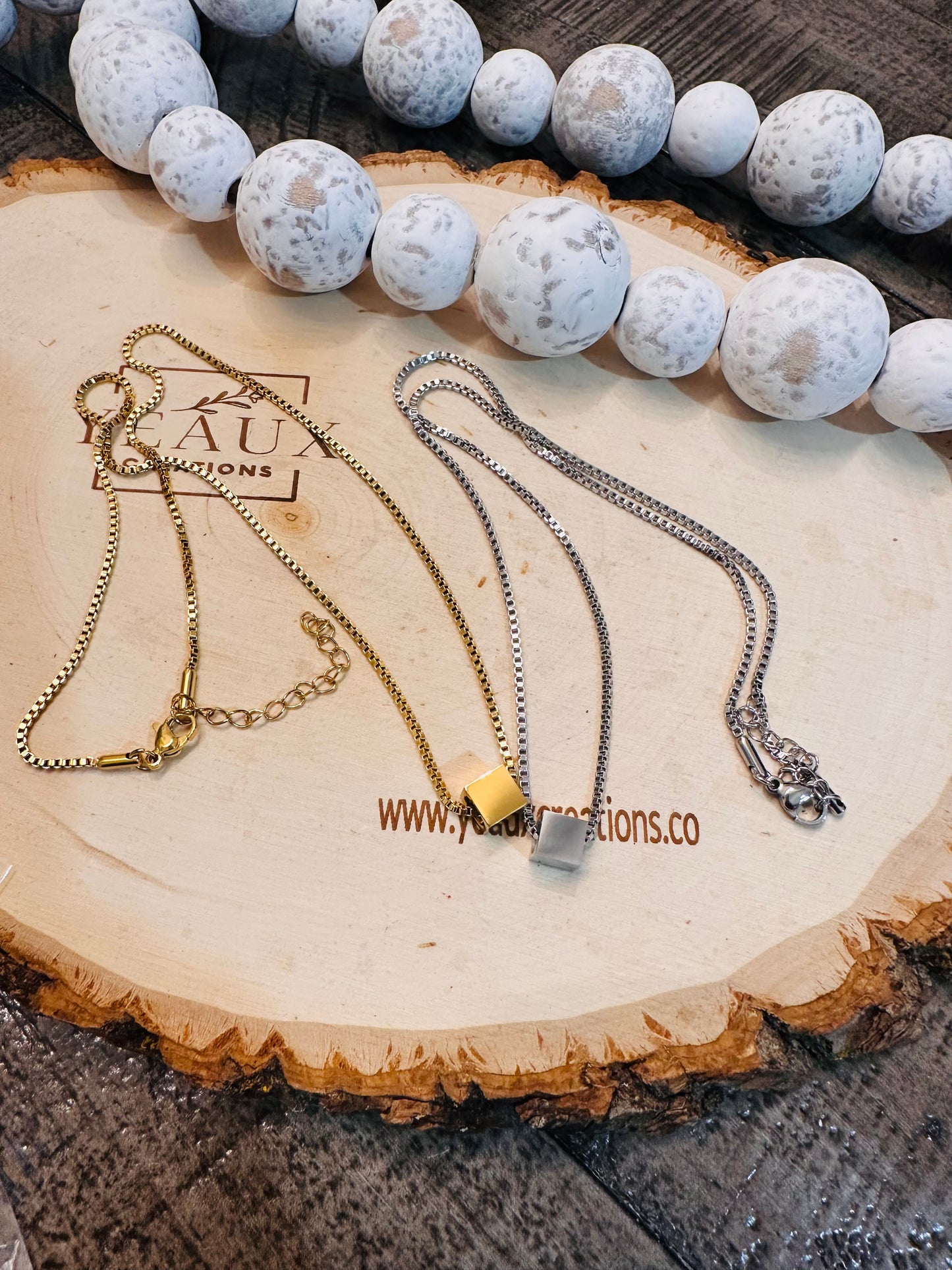 PERSONALIZED TINY SQUARE CHARM NECKLACE