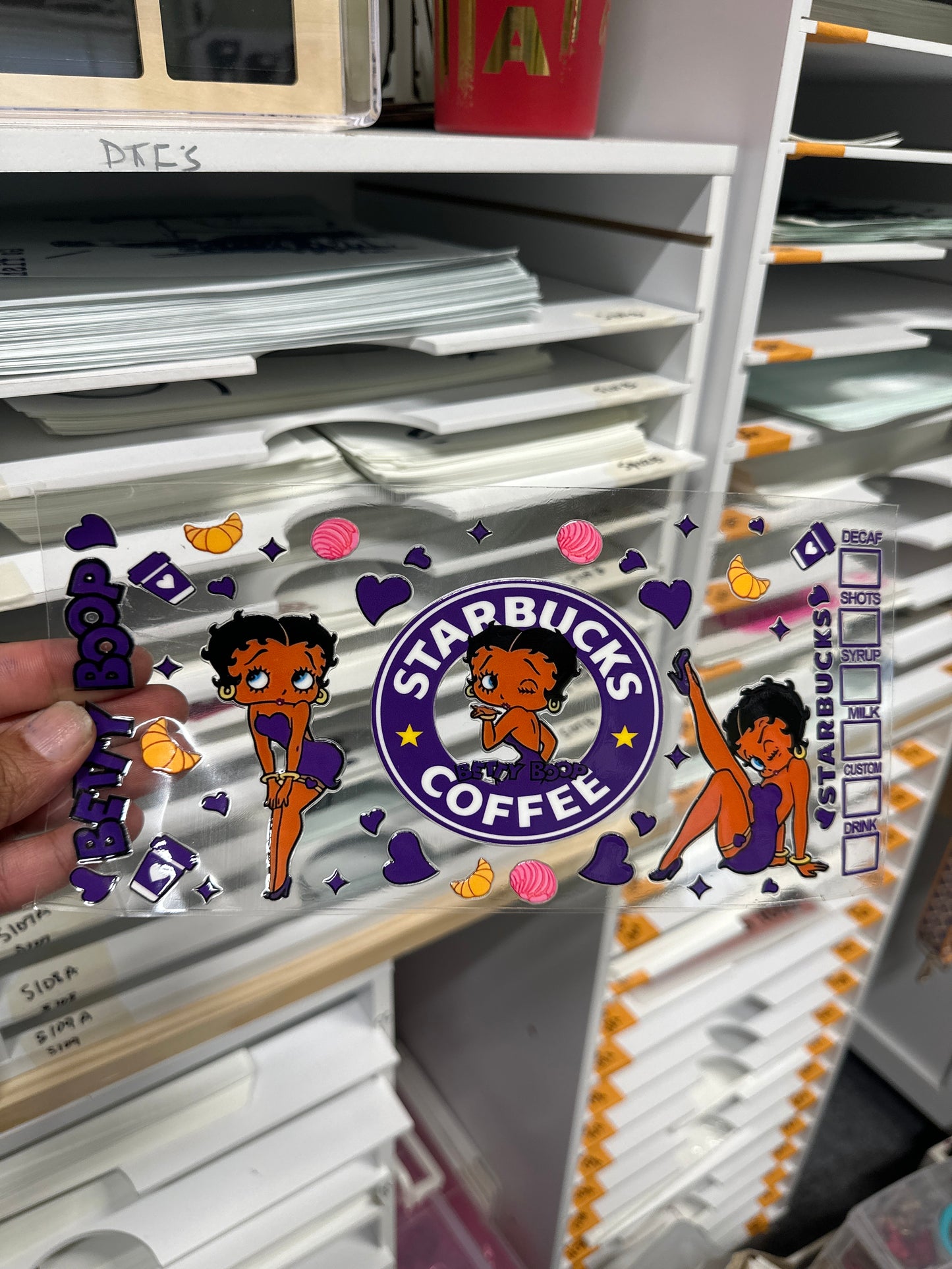 16 0z UV DTF DOUBLE SIDED Cup Wrap - PURPLE BETTY AND SB