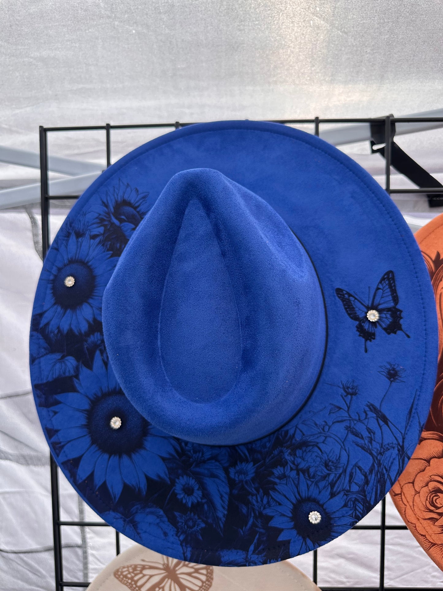 BUTTERFLY AND SUNFLOWERS WIDE BRIM HAT