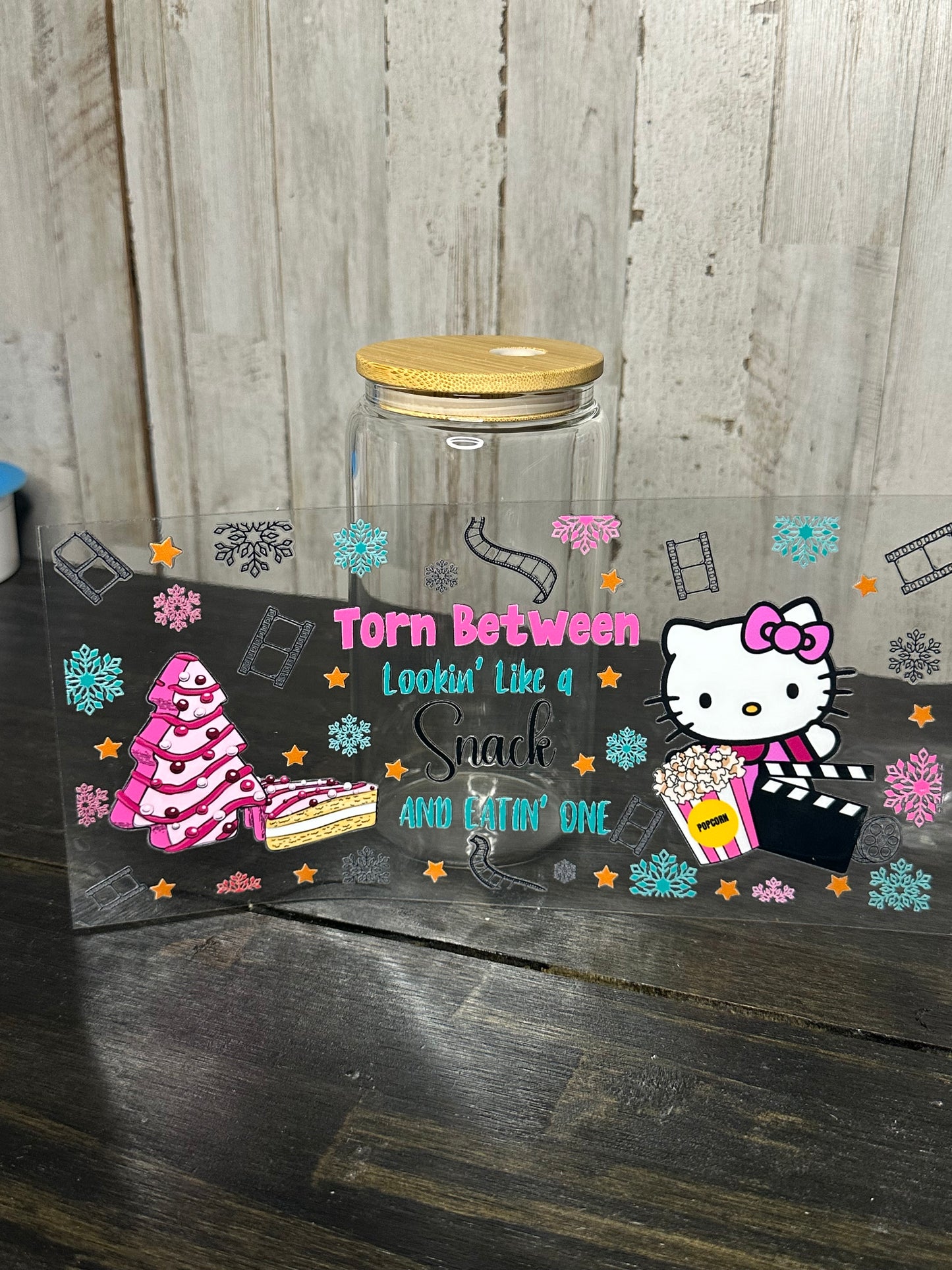 16 0z UV DTF Cup Wrap- TORN BETWEEN LOOKING LIKE A SNACK