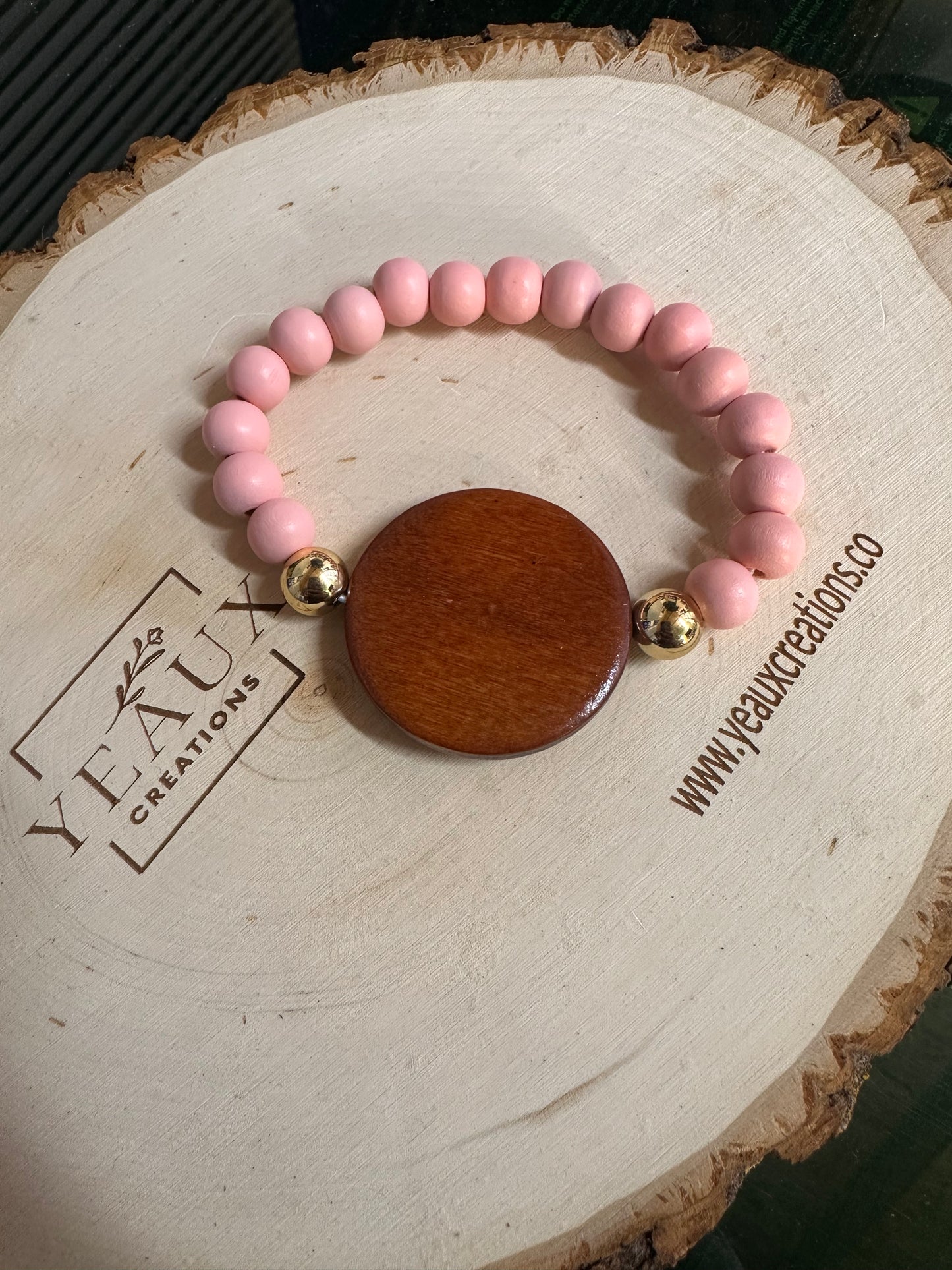 PERSONALIZED WOOD BEAD BRACELET