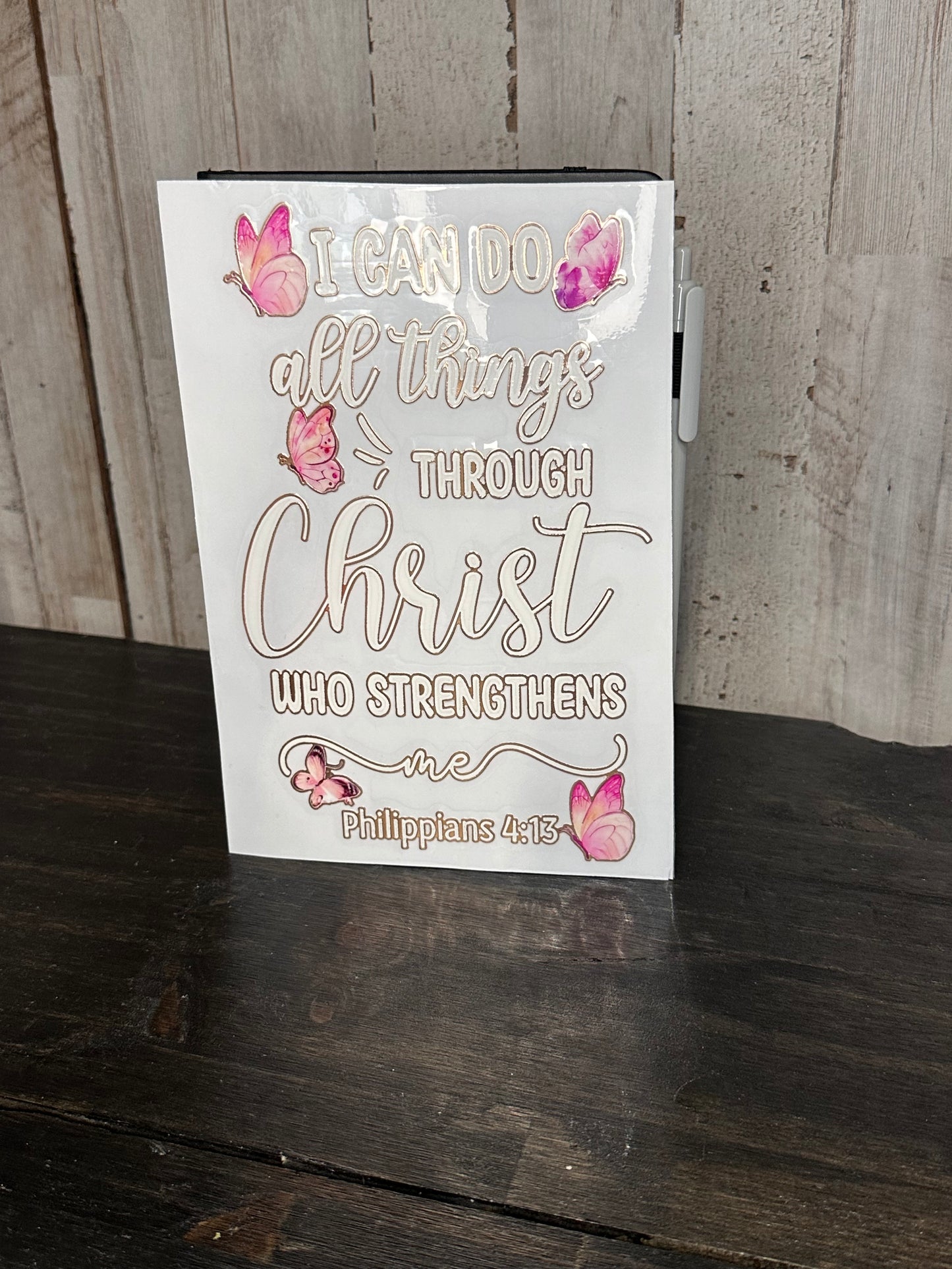 Journal Cover UV DTF- Trimmed in Rose Gold Foil I CAN DO ALL THINGS