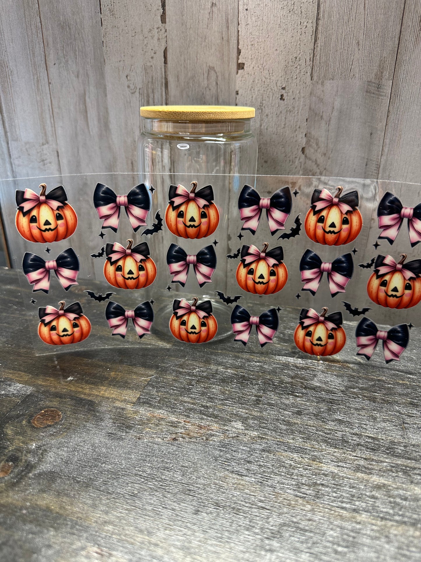 16 0z UV DTF Cup Wrap- PUMPKIN AND BOWS
