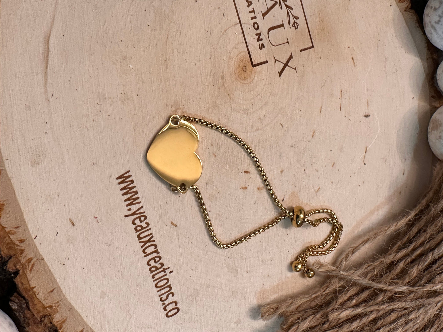 PERSONALIZED STAINLESS STEEL CENTERED HEART BRACELET