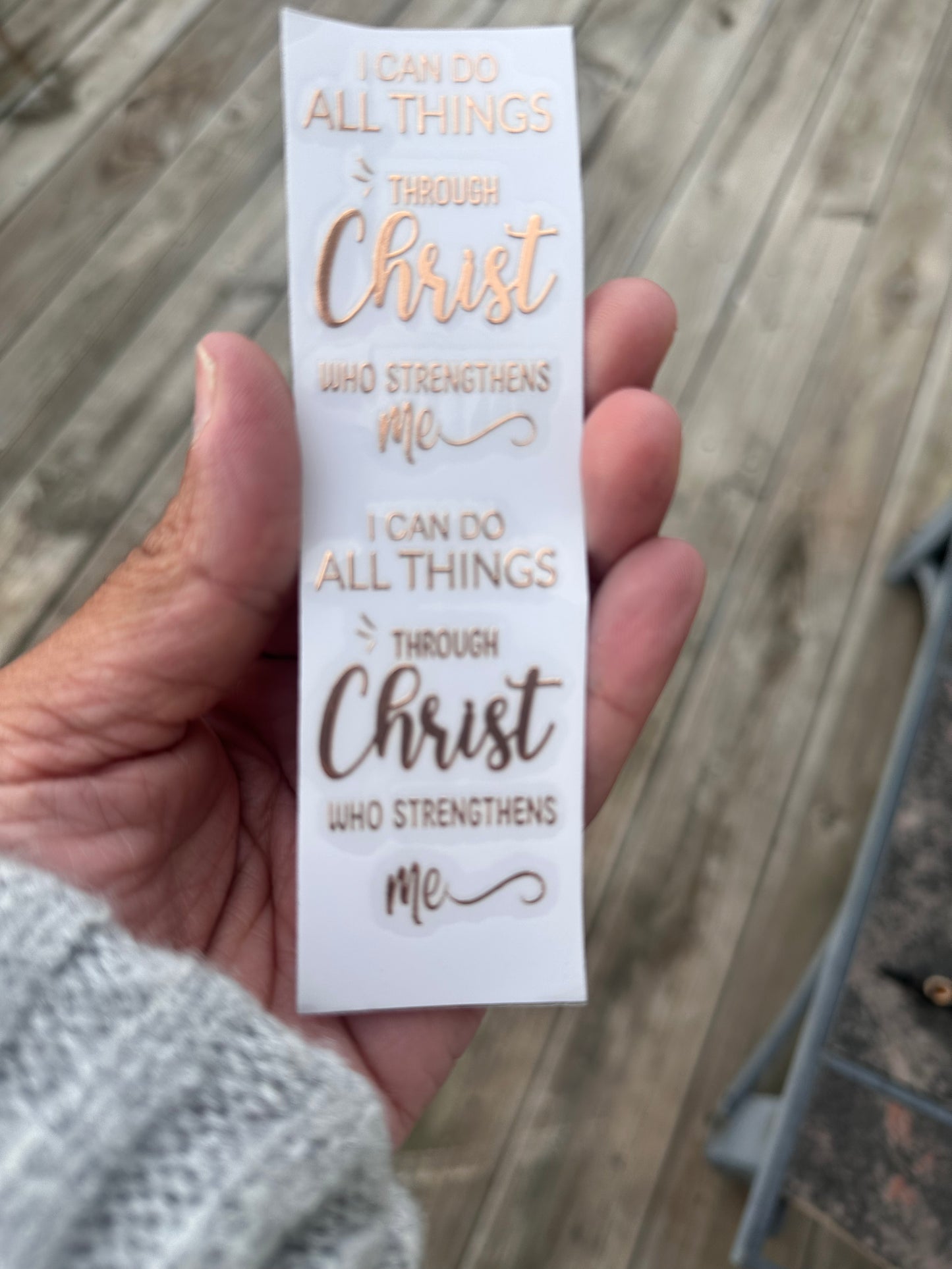 PEN WRAP - I CAN DO ALL THINGS THROUGH CHRIST (ROSE GOLD FOIL)