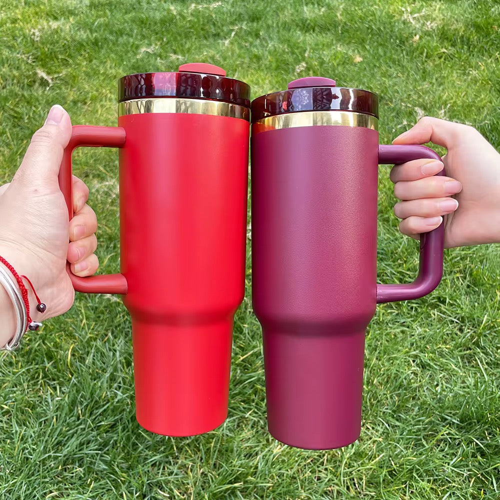 40 oz Double Walled Vacuum Insulated Stainless Steel- Gold Plated