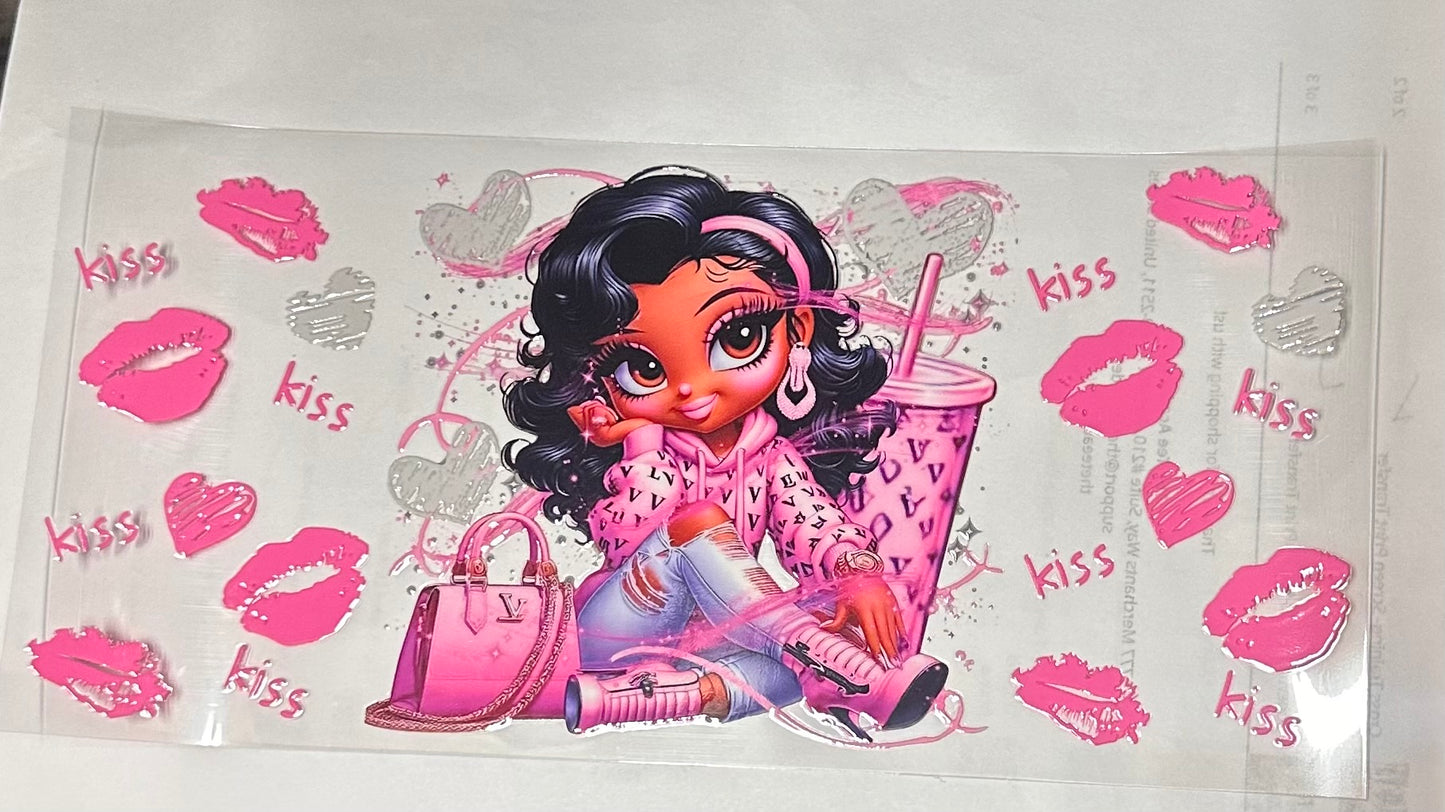 16 0z UV DTF DOUBLE SIDED Cup Wrap -KISS BETTY