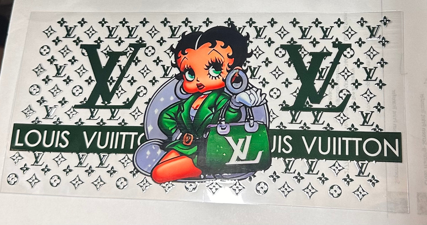 16 0z UV DTF DOUBLE SIDED Cup Wrap - GREEN LV BETTY