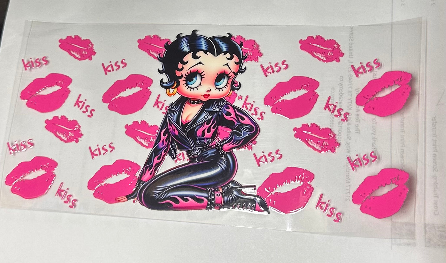 16 0z UV DTF DOUBLE SIDED Cup Wrap - BIKER BETTY