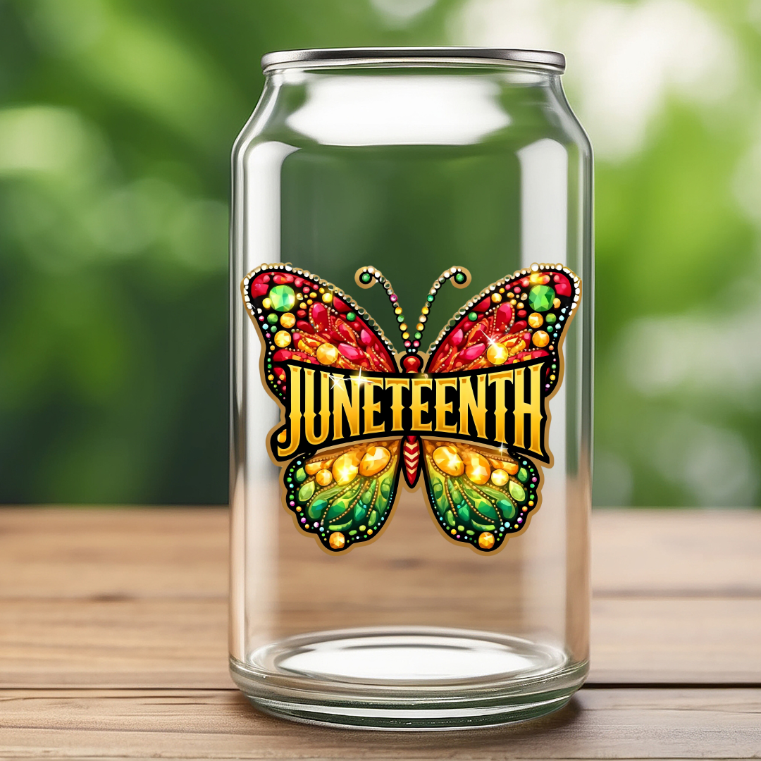 16 0z UV DTF Cup Decal- JUNETEENTH BUTTERFLY