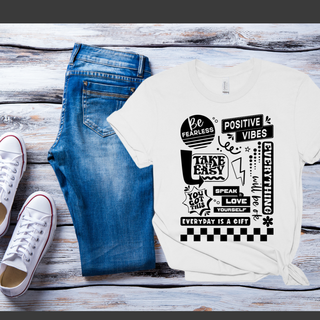 SINGLE COLOR SCREEN PRINT- POSITIVE VIBES