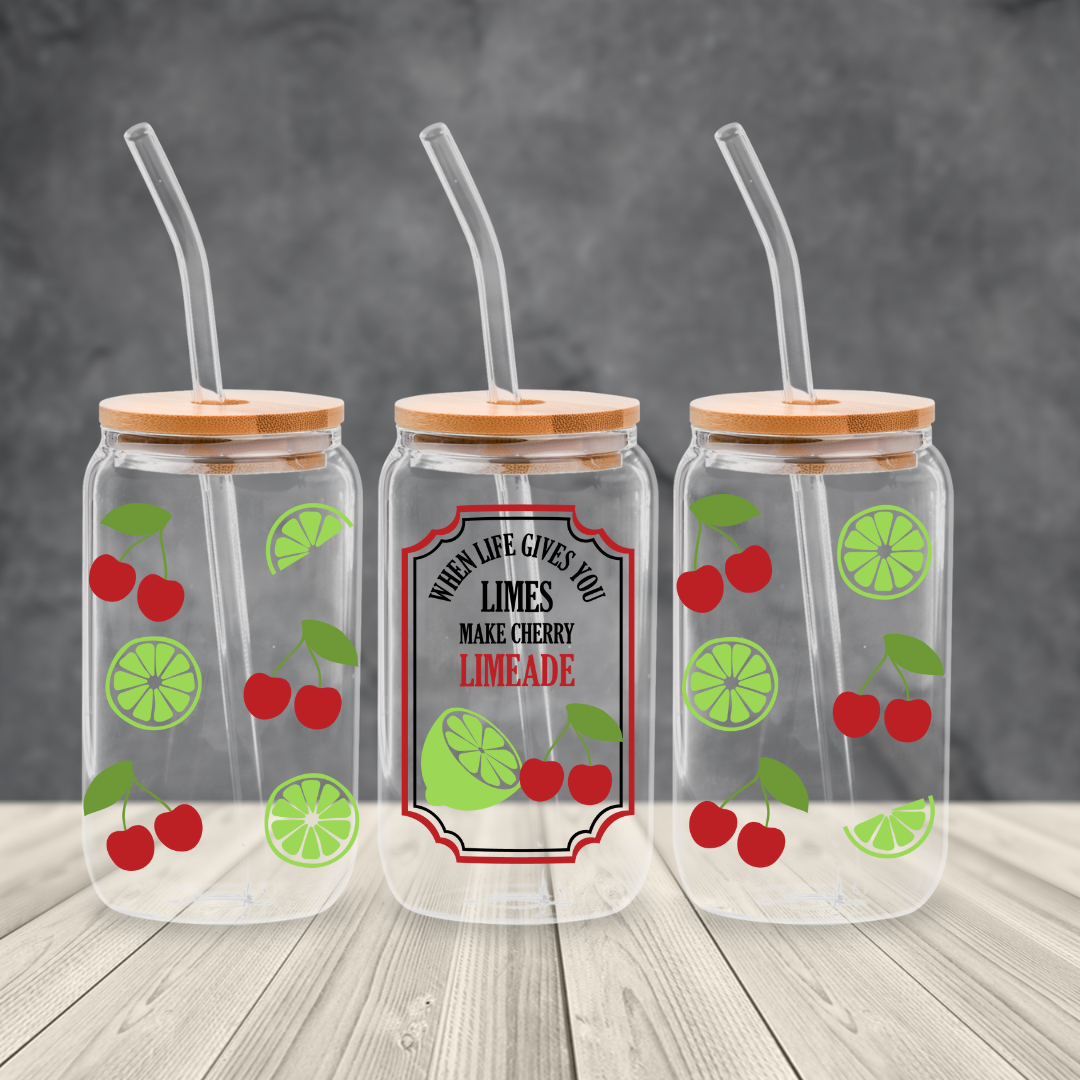 16 0z UV DTF DOUBLE SIDED Cup Wrap - LIME MAKE CHERRY LIMEADE