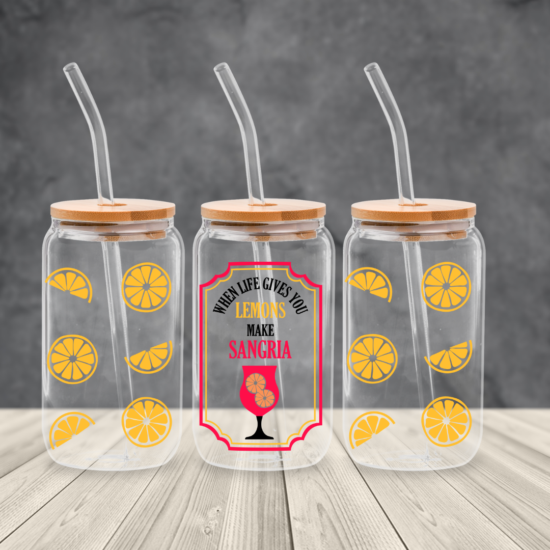 16 0z UV DTF DOUBLE SIDED Cup Wrap - LEMONS MAKE SANGRIA