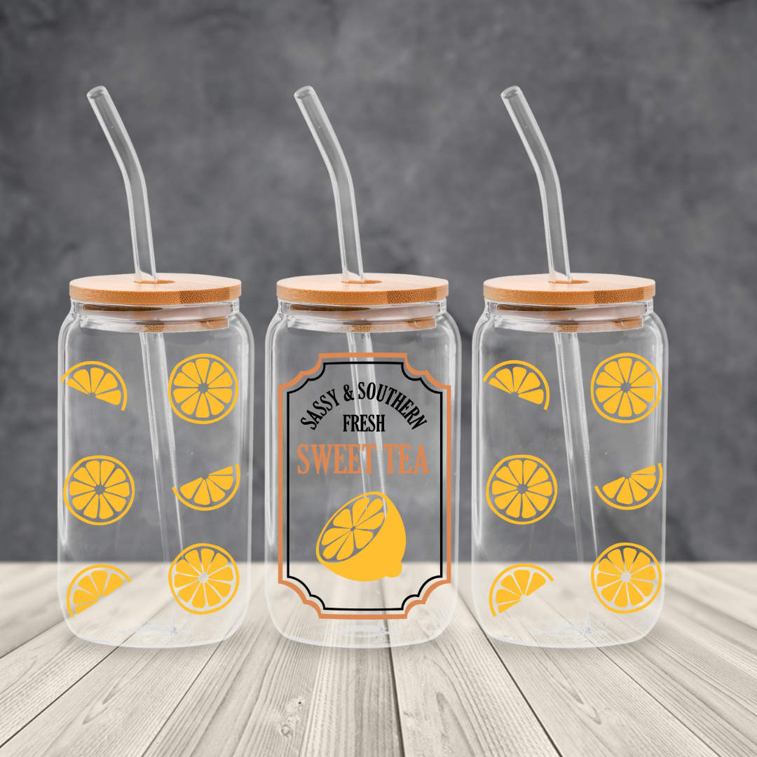 16 0z UV DTF DOUBLE SIDED Cup Wrap - SASSY AND SOUTHERN FRESH SWEET TEA