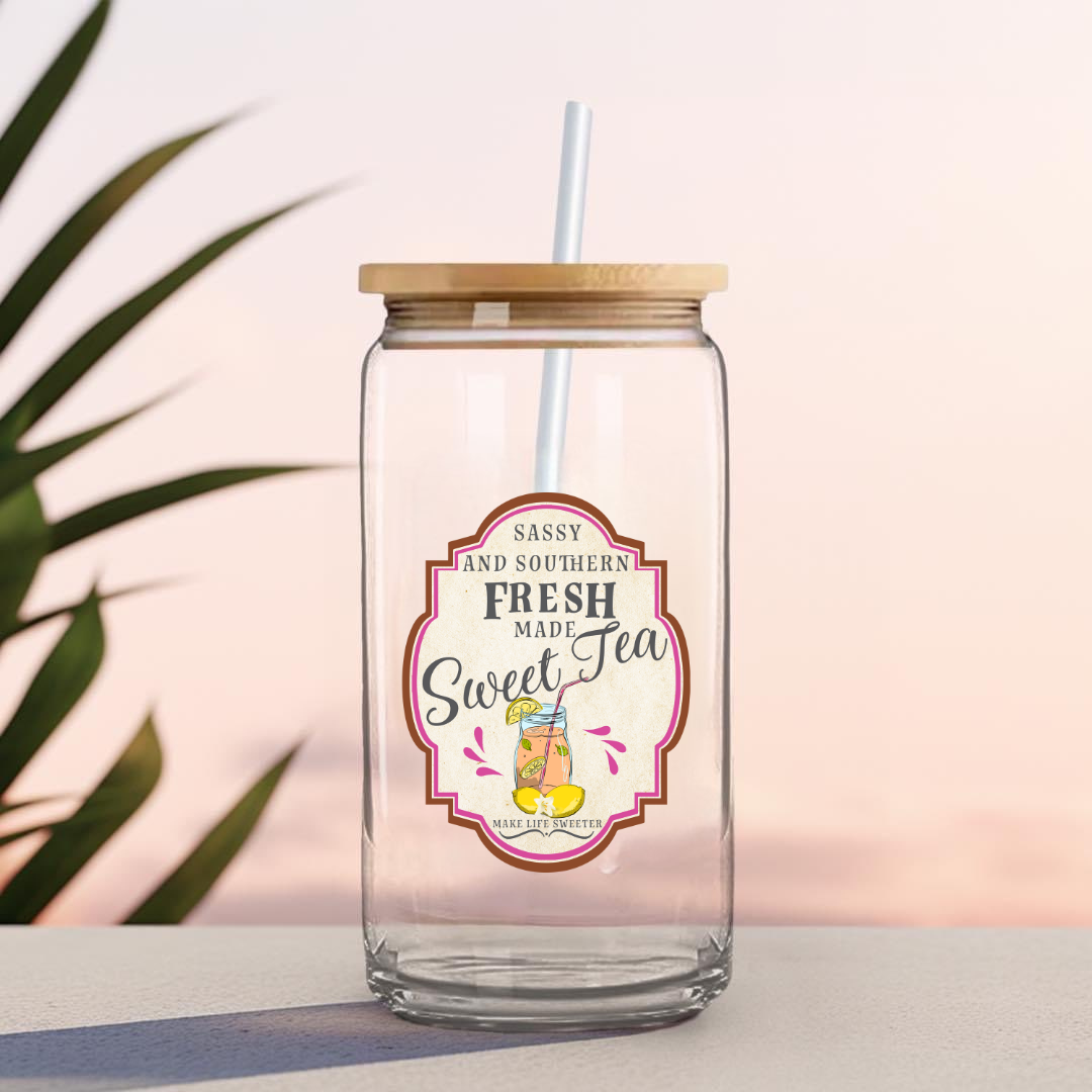 16 0z UV DTF Cup Decal- SASSY AND SOUTHERN SWEET TEA