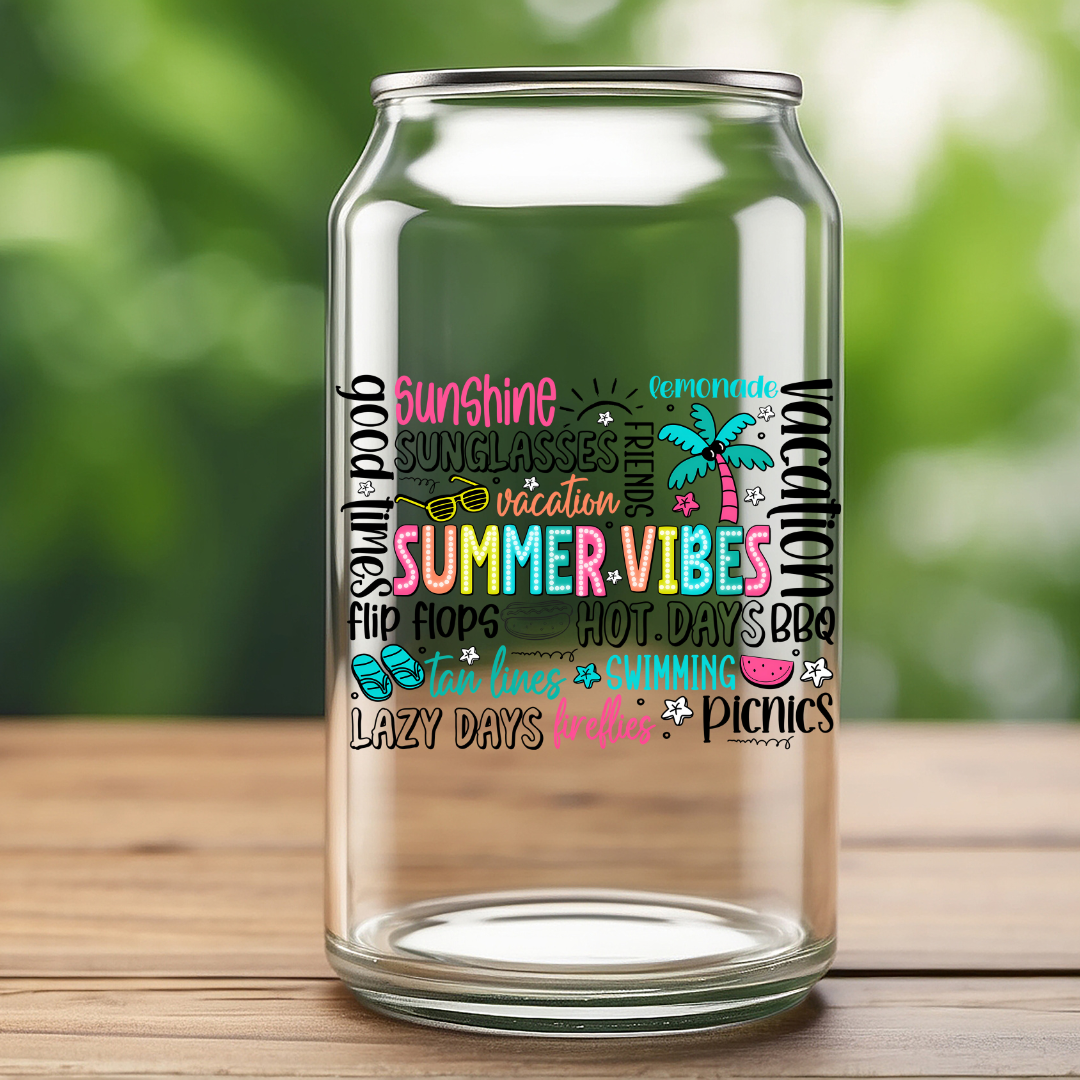 16 0z UV DTF Cup Decal- SUMMER VIBES