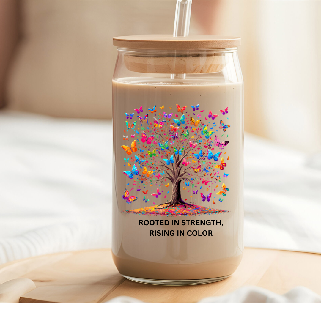 16 0z UV DTF Cup Decal- ROOTED IN STRENGTH TREE