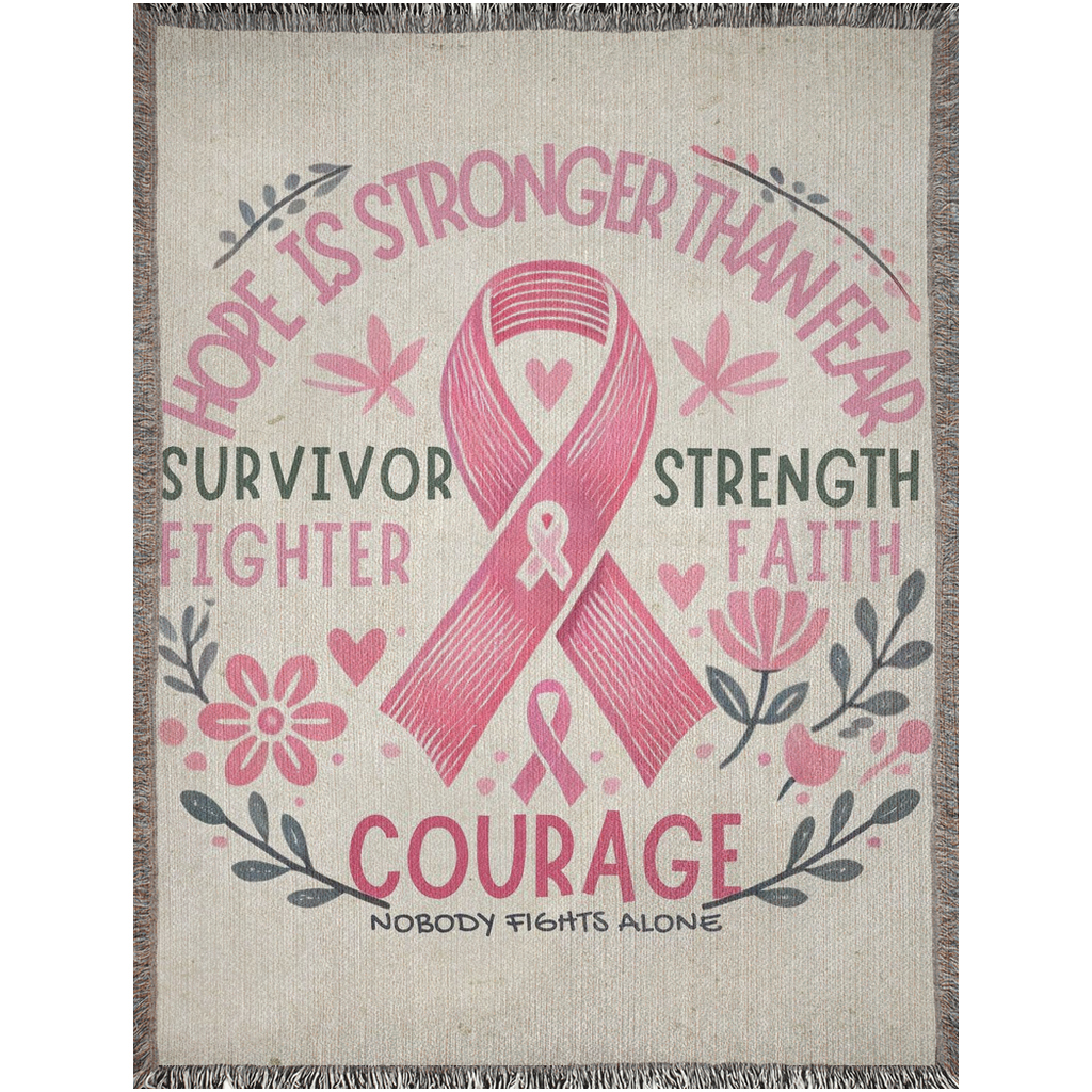 Woven Blankets, Breast Cancer Awareness, Warmth, Fight, Hope, Survivor