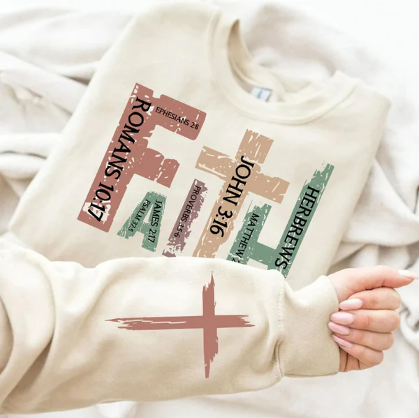 Clear Film Full Color Screen Print- FAITH MULTICOLOR WITH SLEEVE