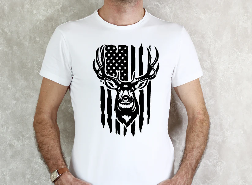 Single Color Screen Print - AMERICAN FLAG DEER