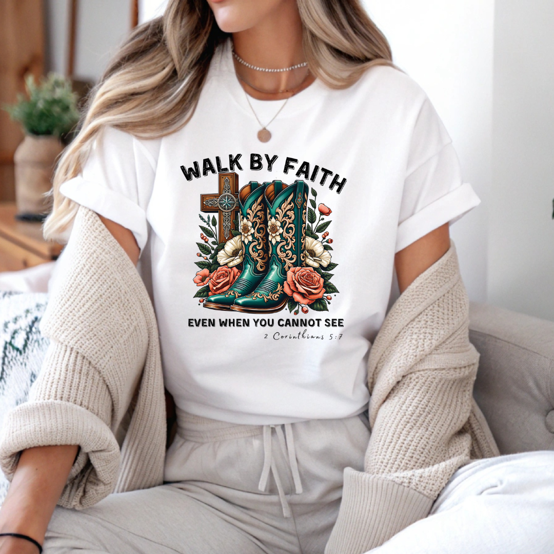 DTF Transfer- WALK BY FAITH BOOTS