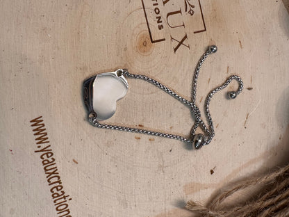 PERSONALIZED STAINLESS STEEL CENTERED HEART BRACELET