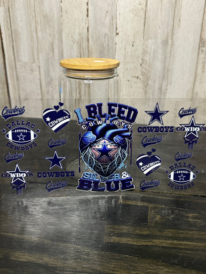 16 0z UV DTF DOUBLE SIDED Cup Wrap with Matching Lid Decal - SPORTS TEAMS (PICK TEAM)