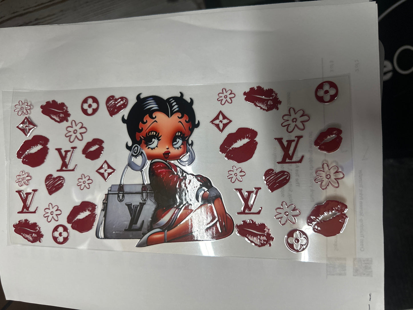 16 0z UV DTF DOUBLE SIDED Cup Wrap -RED LV BETTY