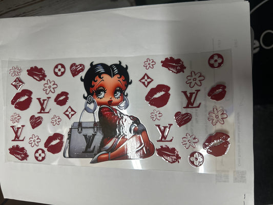 16 0z UV DTF DOUBLE SIDED Cup Wrap -RED LV BETTY