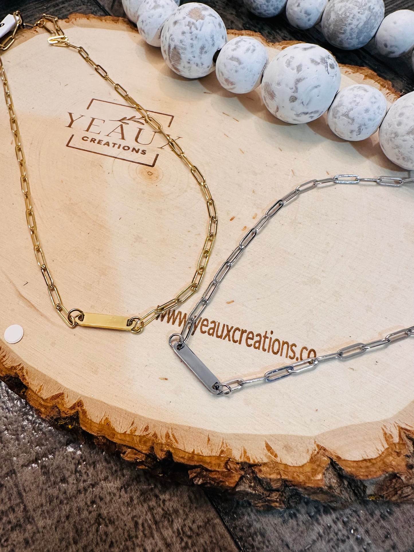 PERSONALIZED SMALL OVAL BAR (1 BAR) PAPERCLIP NECKLACE