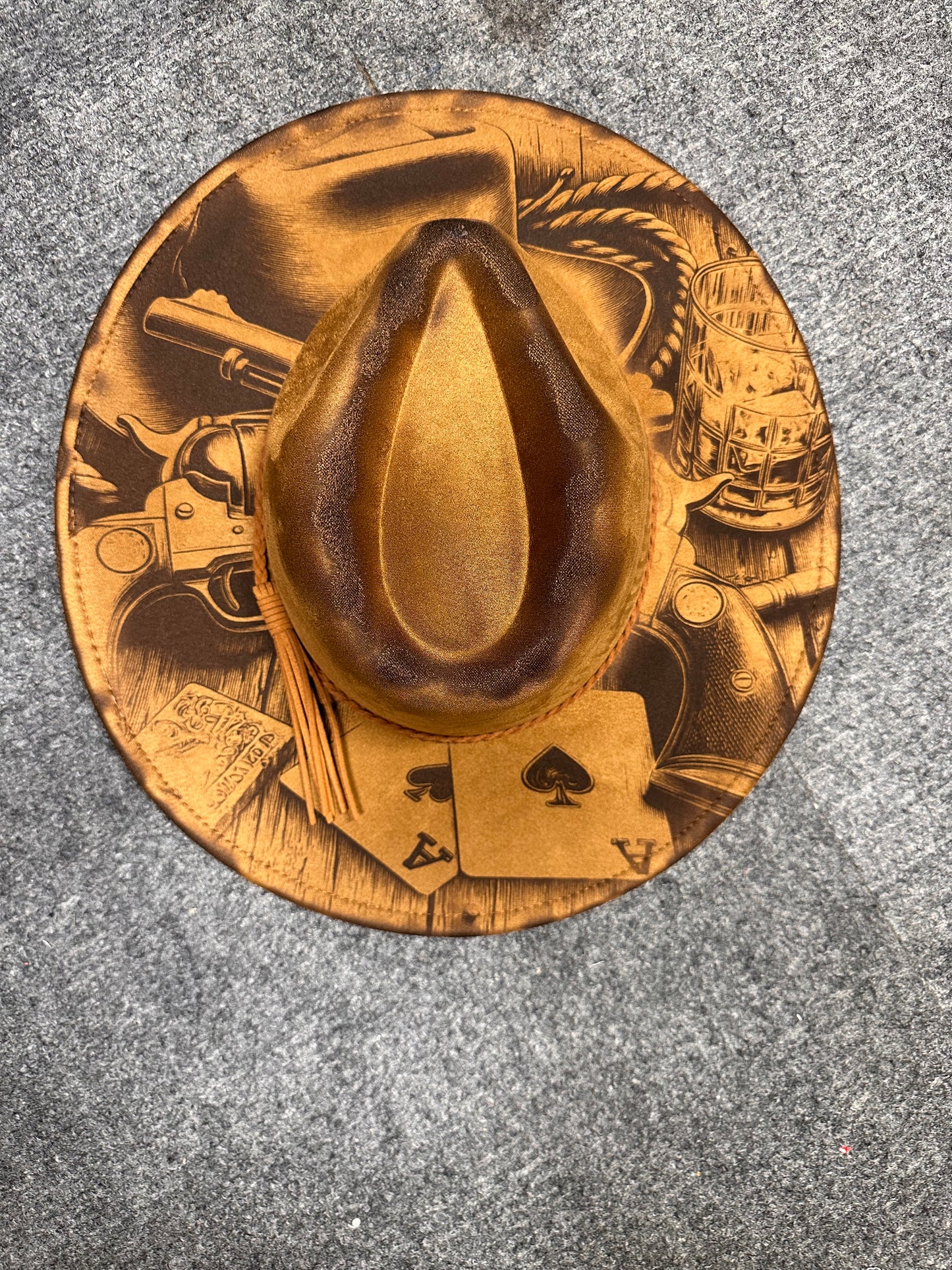 FEDORA CARDS AND ROPE WIDE BRIM HAT