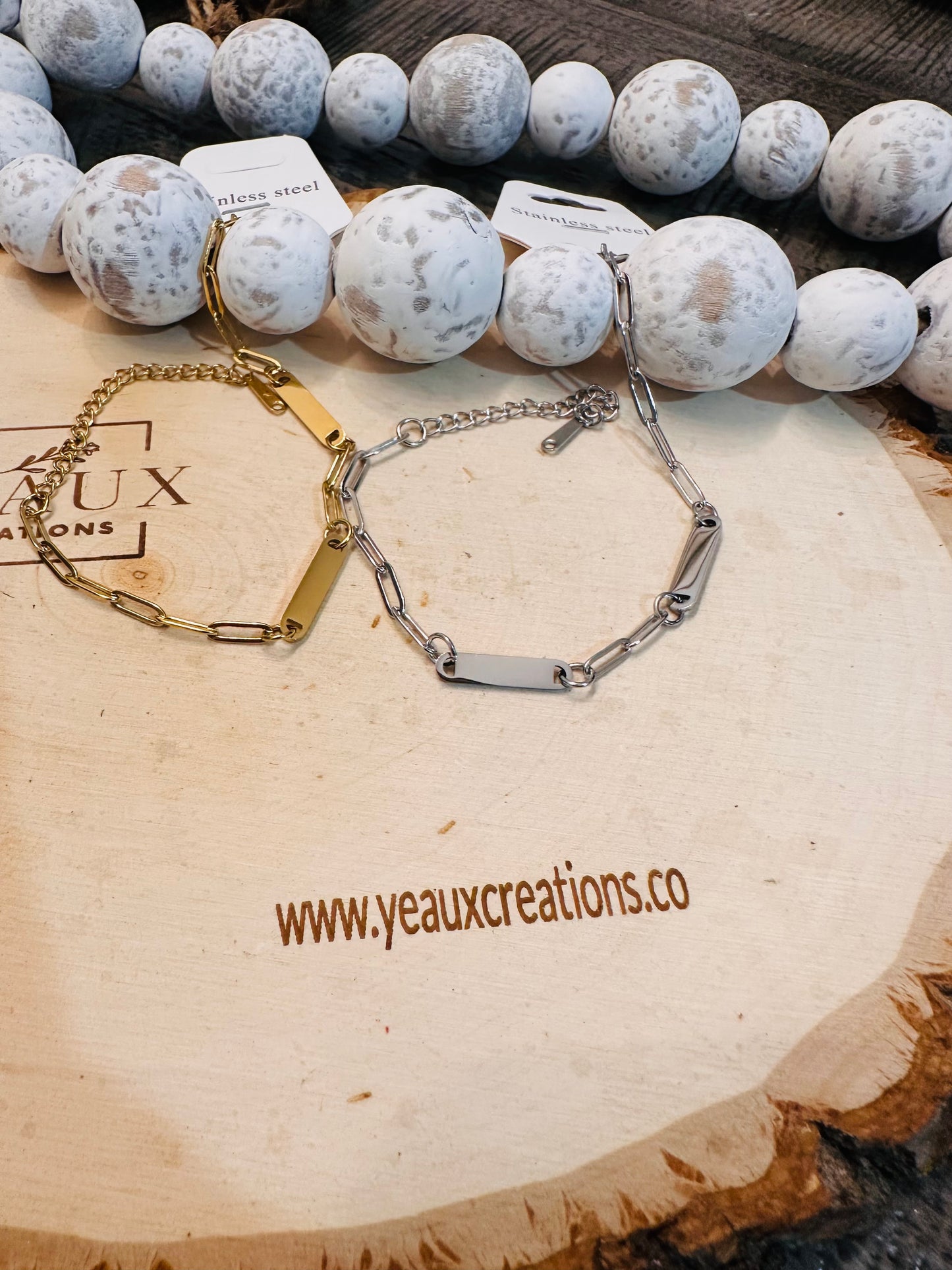 PERSONALIZED SMALL OVAL BAR (2 BAR) PAPERCLIP BRACELET