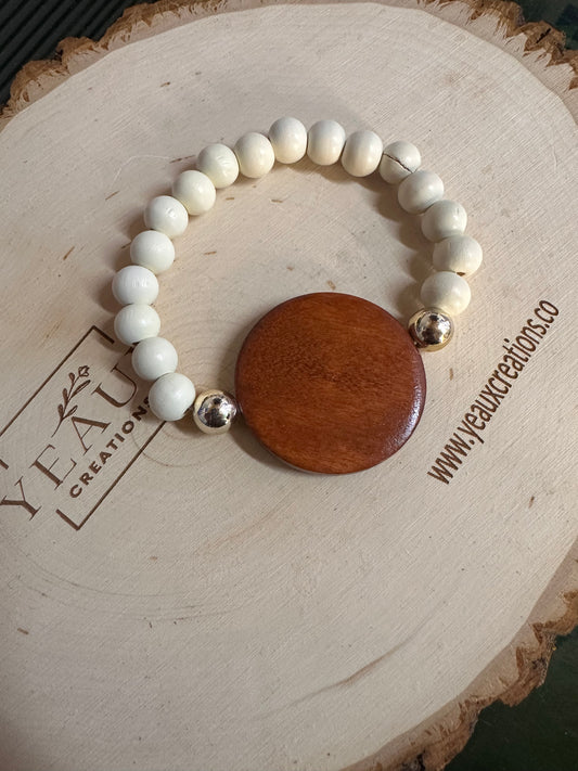 PERSONALIZED WOOD BEAD BRACELET