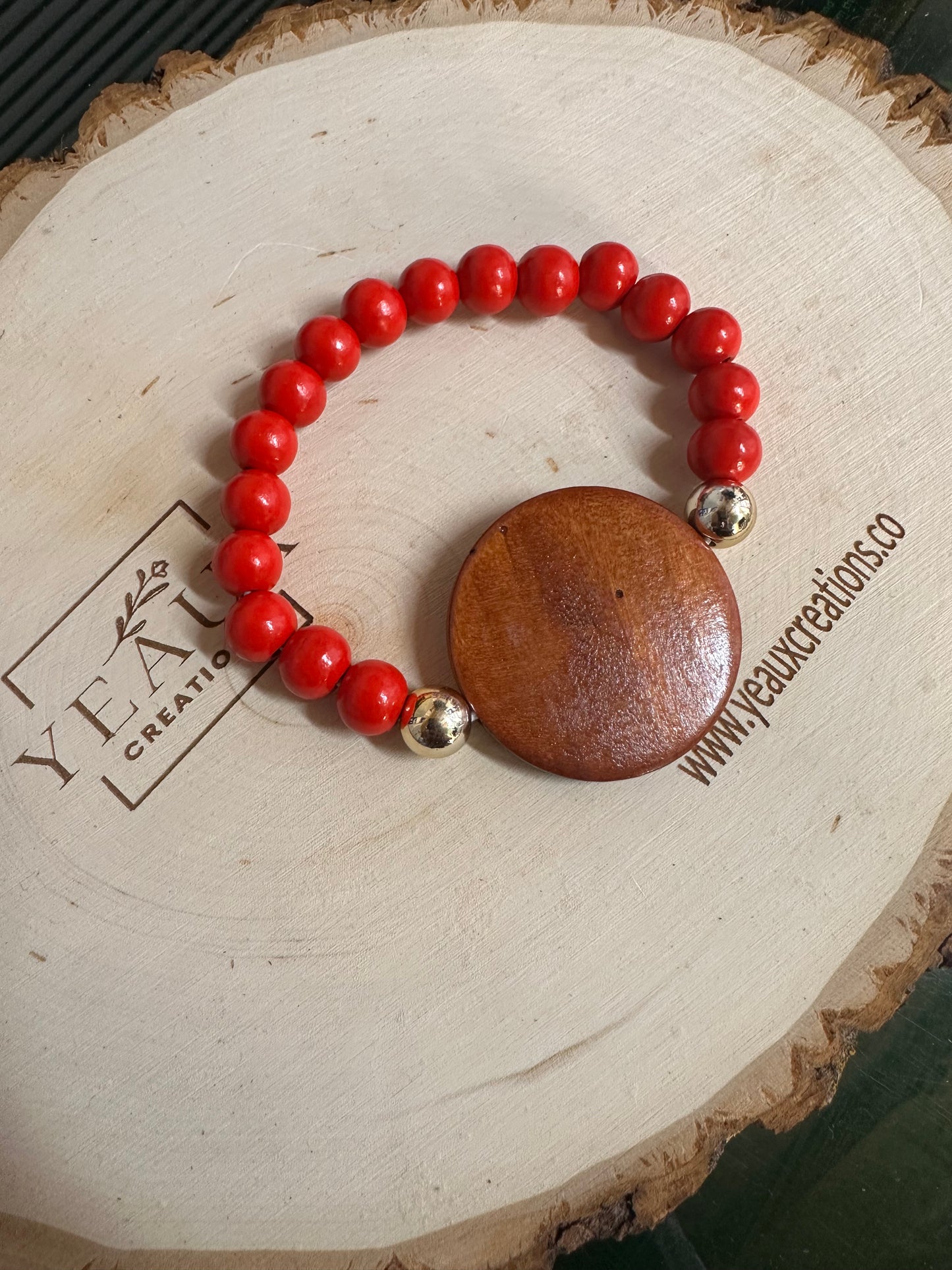 PERSONALIZED WOOD BEAD BRACELET