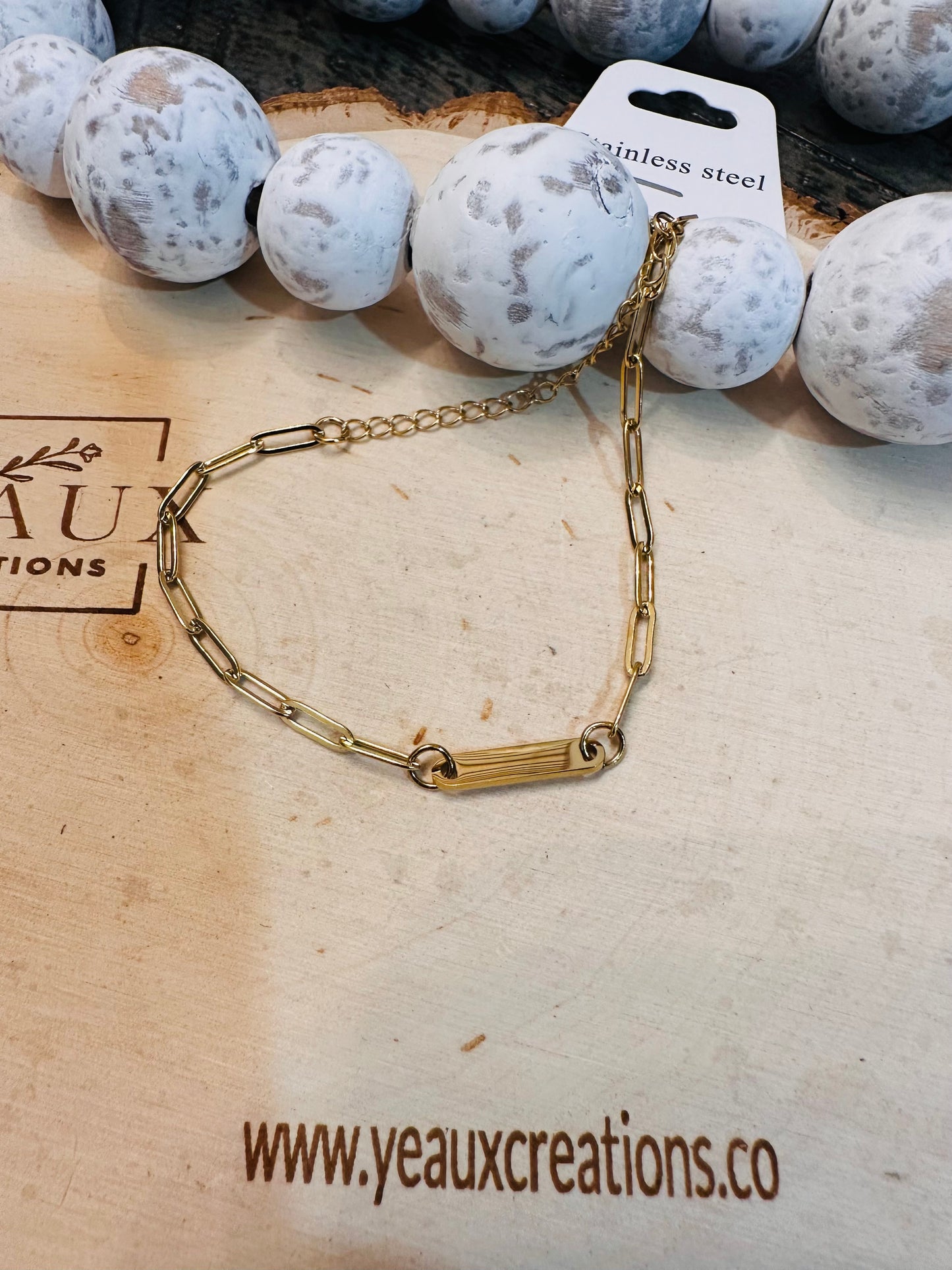 PERSONALIZED SMALL OVAL BAR (1 BAR) PAPERCLIP BRACELET