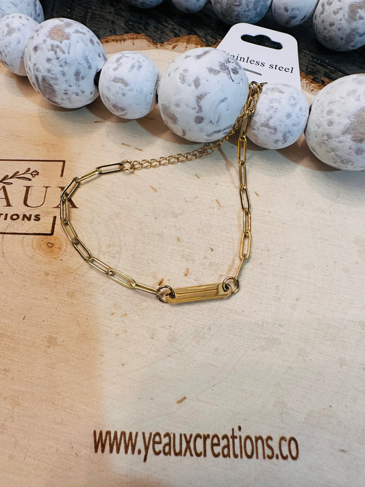 PERSONALIZED SMALL OVAL BAR (1 BAR) PAPERCLIP BRACELET