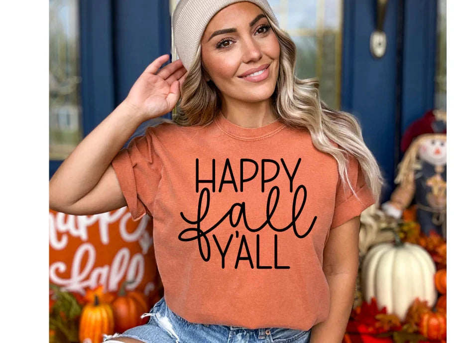 Single Color Screen Print- HAPPY FALL YALL