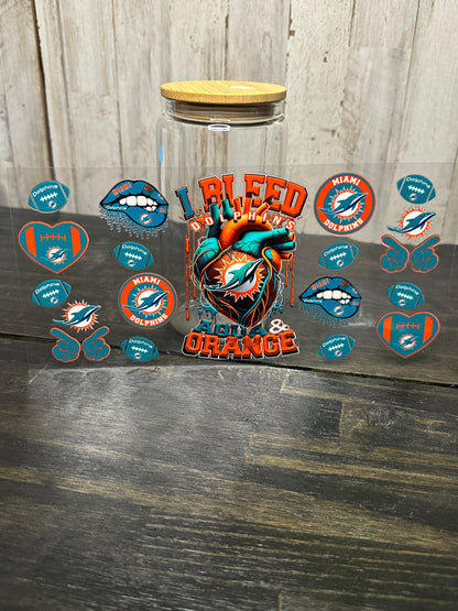 16 0z UV DTF DOUBLE SIDED Cup Wrap with Matching Lid Decal - SPORTS TEAMS (PICK TEAM)