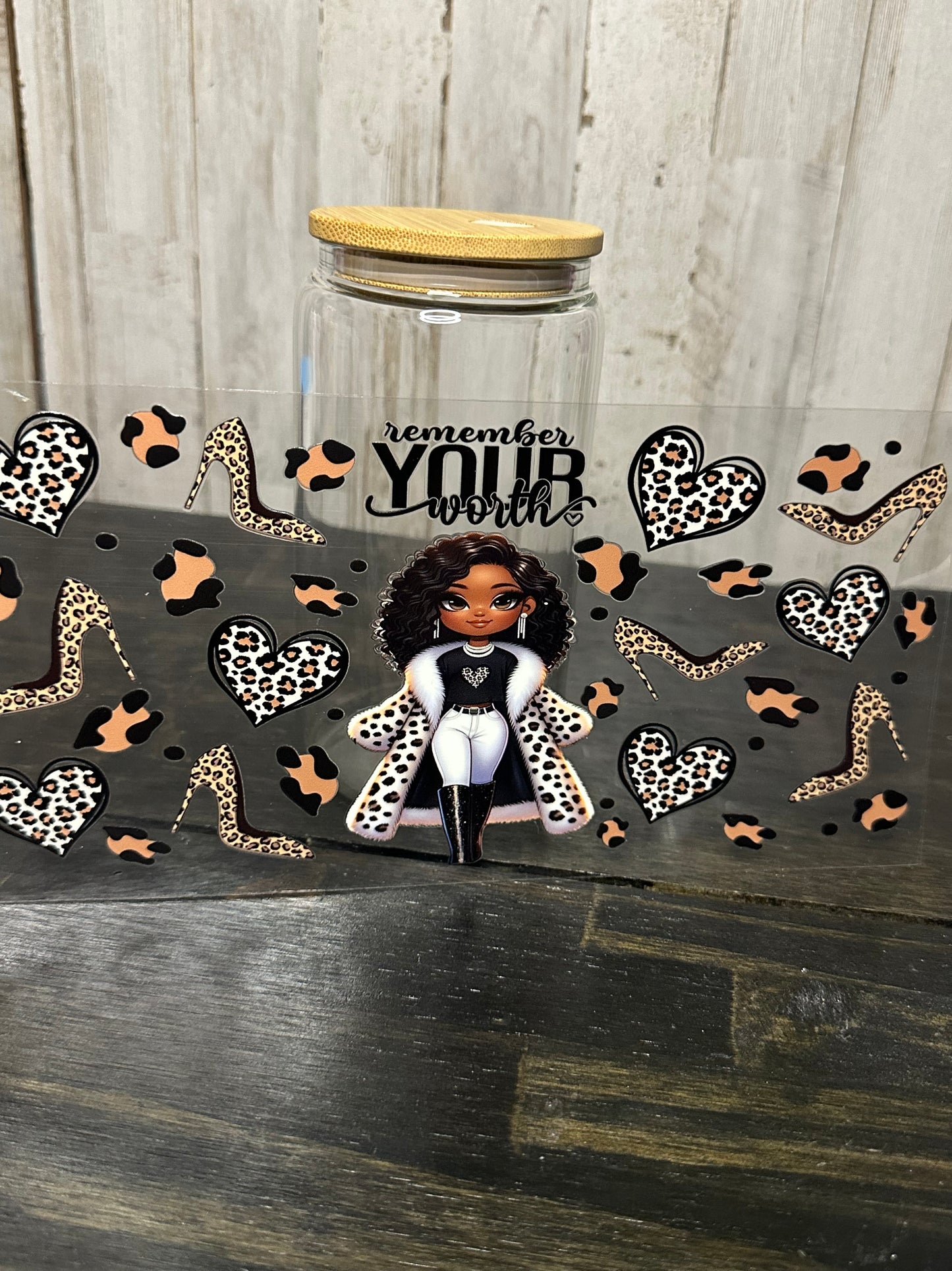 16 0z UV DTF Double Sided Cup Wrap- REMEMBER YOUR WORTH