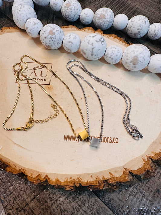 PERSONALIZED TINY SQUARE CHARM NECKLACE