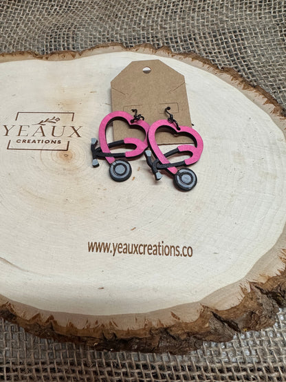 STETHOSCOPE WOOD EARRINGS