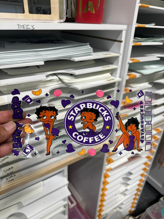 16 0z UV DTF DOUBLE SIDED Cup Wrap - PURPLE BETTY AND SB