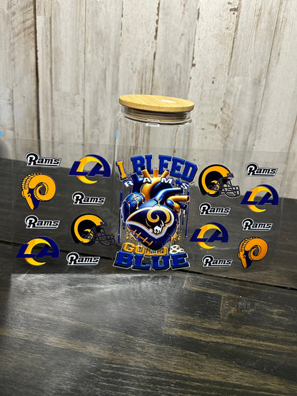 16 0z UV DTF DOUBLE SIDED Cup Wrap with Matching Lid Decal - SPORTS TEAMS (PICK TEAM)