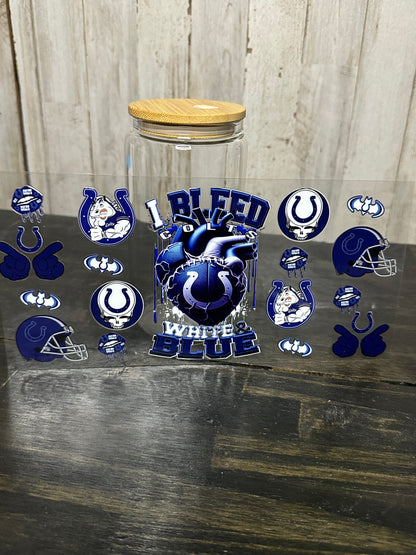 16 0z UV DTF DOUBLE SIDED Cup Wrap with Matching Lid Decal - SPORTS TEAMS (PICK TEAM)