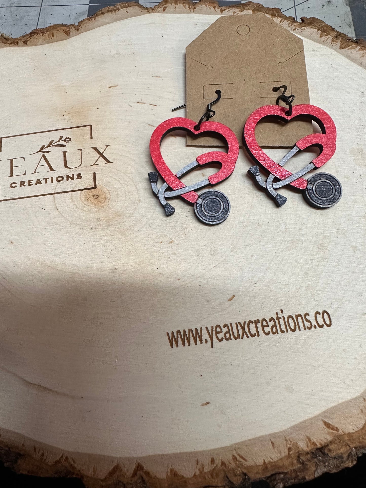 STETHOSCOPE WOOD EARRINGS