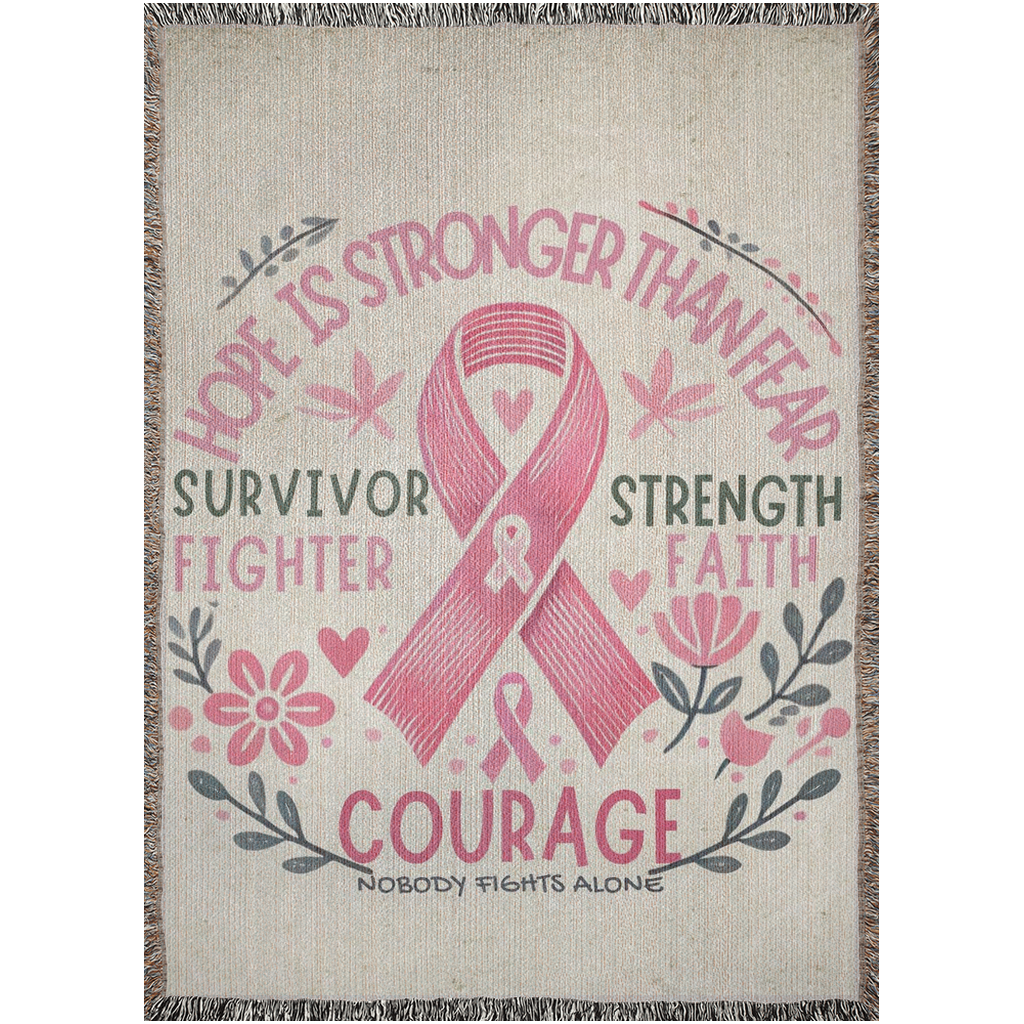 Woven Blankets, Breast Cancer Awareness, Warmth, Fight, Hope, Survivor