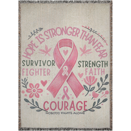 Woven Blankets, Breast Cancer Awareness, Warmth, Fight, Hope, Survivor