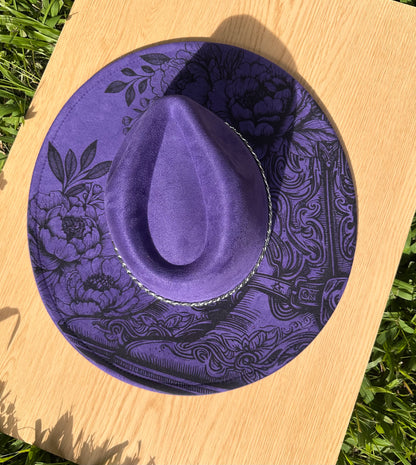 BOOTS AND FLOWERS WIDE BRIM HAT